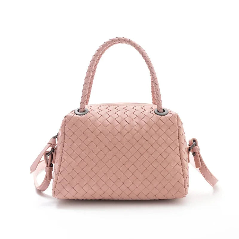 Luxury Women's Lambskin Woven Boston Crossbody Bag | Handcrafted Versatile Shoulder Bag