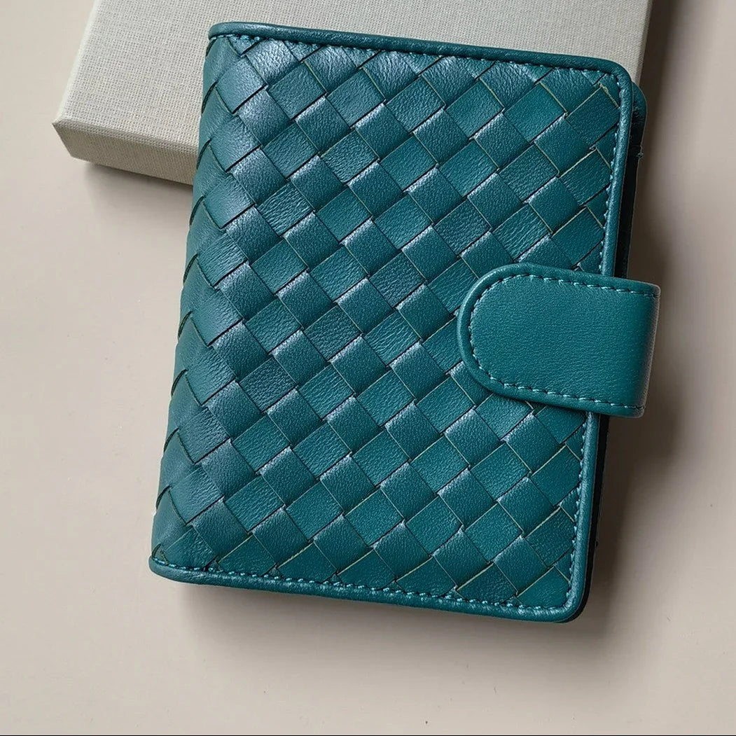 Small Lambskin Leather Interwoven Wallet, Women Woven Leather Cards Holder, Handcrafted Trifold Wallet, Designer Wallet, Women Purse