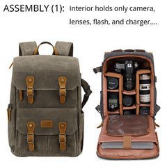 Waterproof Camera Bag Purse, Leather DSLR Bag | Anti-Theft Canvas Camera Backpack with USB Charging for Travel & Outdoor
