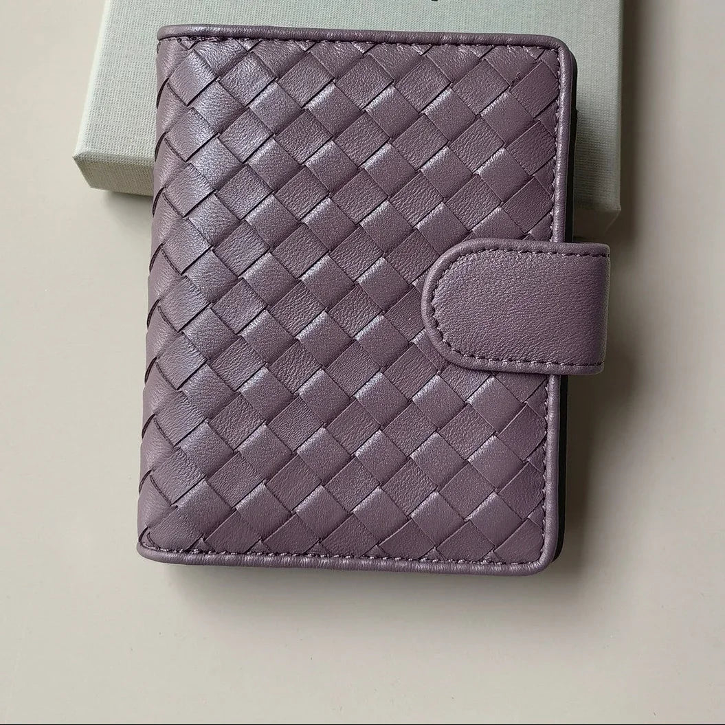 Small Lambskin Leather Interwoven Wallet, Women Woven Leather Cards Holder, Handcrafted Trifold Wallet, Designer Wallet, Women Purse