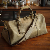 Men’s Full Grain Leather Travel Duffel, Large Crazy Horse Leather Carry-On Bag for Business, Leather Weekender, Camping & Short Trips