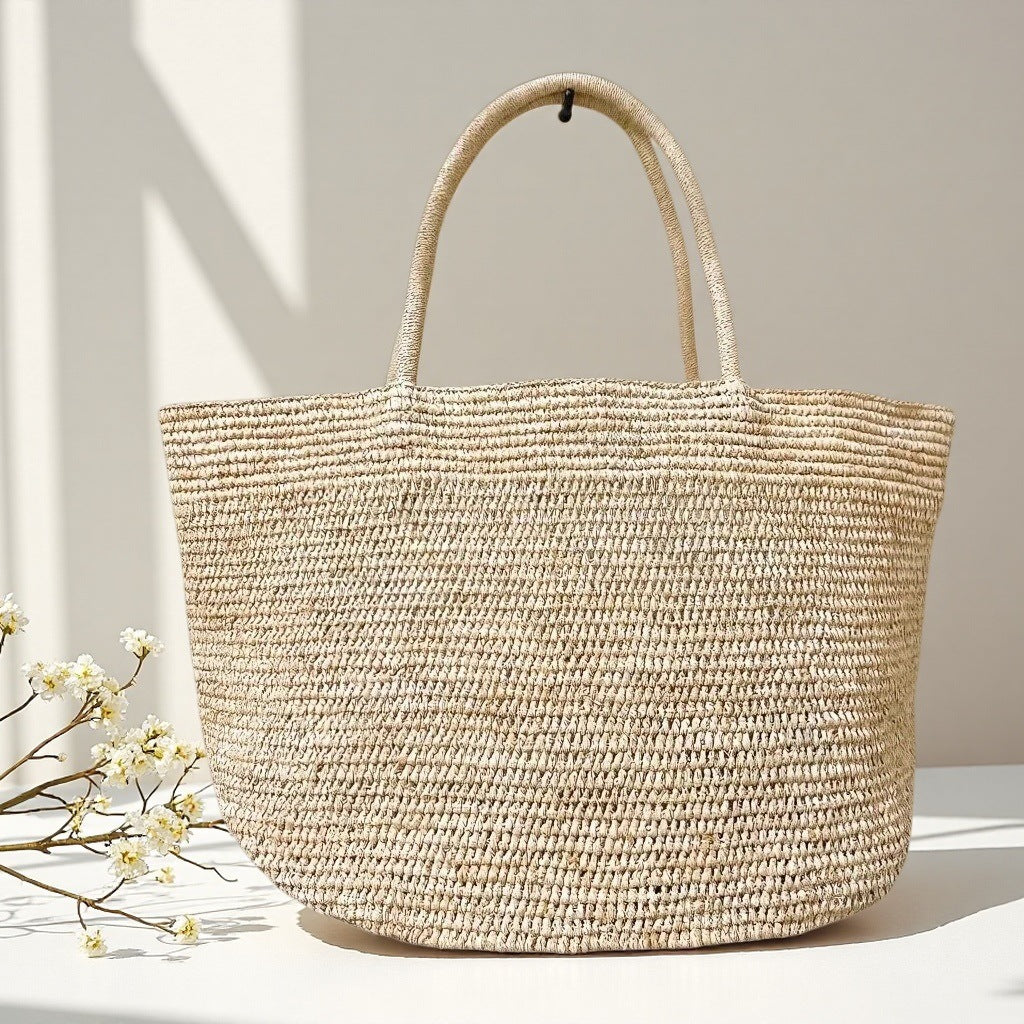 Raffia tote bag SKU colourways – natural handwoven straw beach bag available in multiple colours