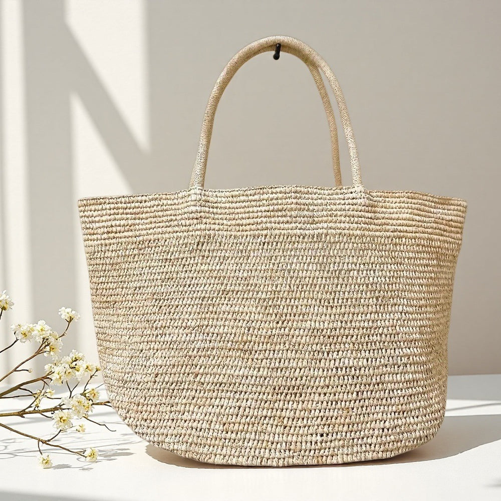 Raffia tote bag SKU colourways – natural handwoven straw beach bag available in multiple colours