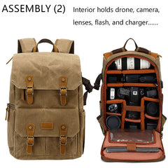 Waterproof Camera Bag Purse, Leather DSLR Bag | Anti-Theft Canvas Camera Backpack with USB Charging for Travel & Outdoor