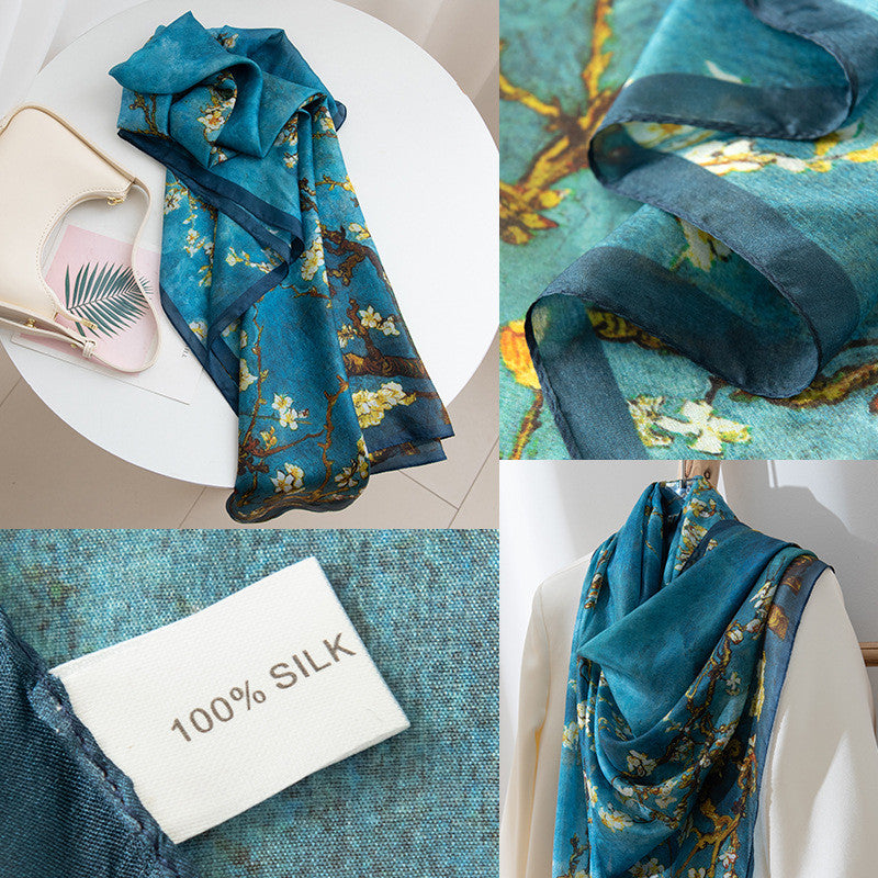 Mulberry Silk Long Scarf | Women's Lightweight Versatile Shawl, Gift for Mum