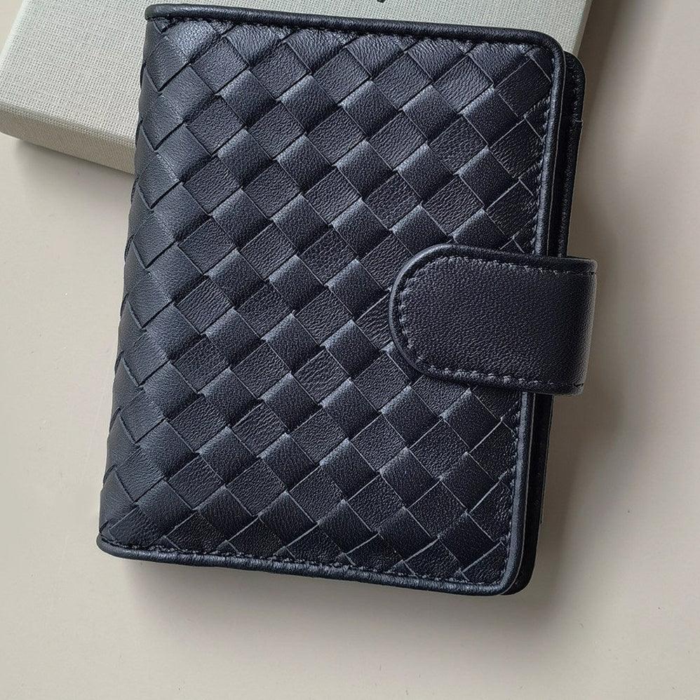 Small Lambskin Leather Interwoven Wallet, Women Woven Leather Cards Holder, Handcrafted Trifold Wallet, Designer Wallet, Women Purse
