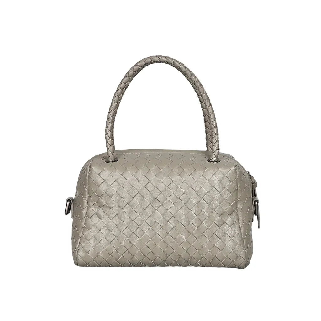 Luxury Women's Lambskin Woven Boston Crossbody Bag | Handcrafted Versatile Shoulder Bag