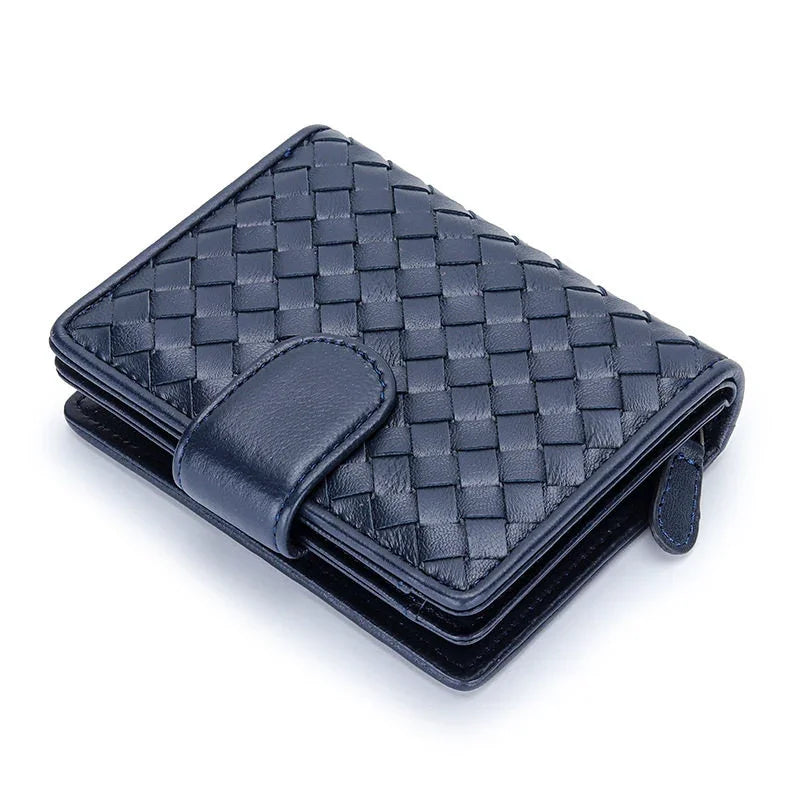 Small Lambskin Leather Interwoven Wallet, Women Woven Leather Cards Holder, Handcrafted Trifold Wallet, Designer Wallet, Women Purse