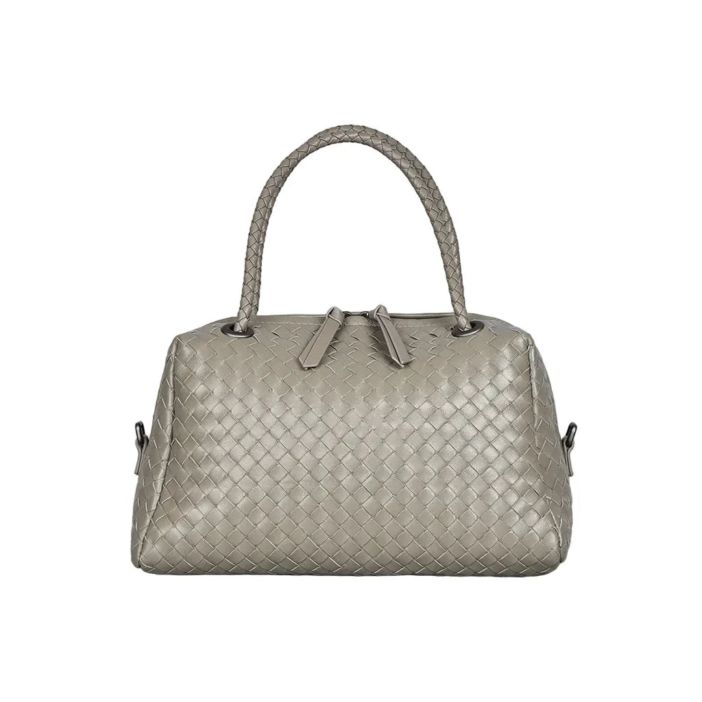 Luxury Women's Lambskin Woven Boston Crossbody Bag | Handcrafted Versatile Shoulder Bag