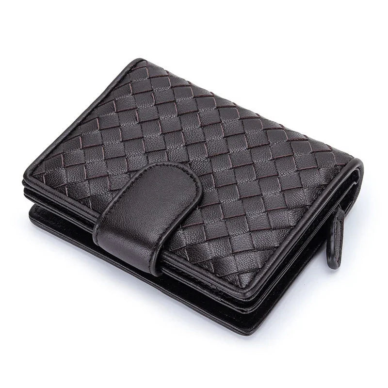 Small Lambskin Leather Interwoven Wallet, Women Woven Leather Cards Holder, Handcrafted Trifold Wallet, Designer Wallet, Women Purse