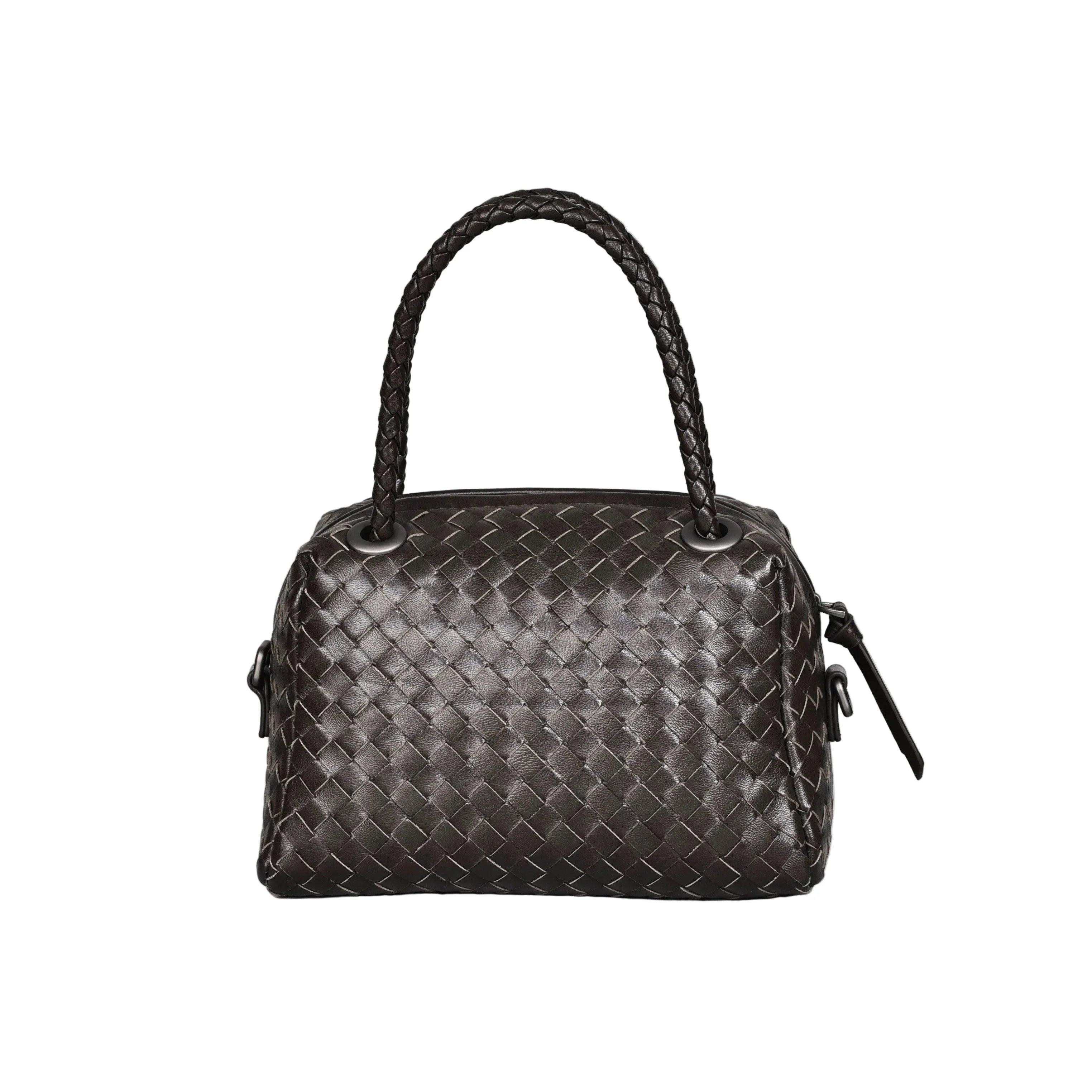 Luxury Women's Lambskin Woven Boston Crossbody Bag | Handcrafted Versatile Shoulder Bag