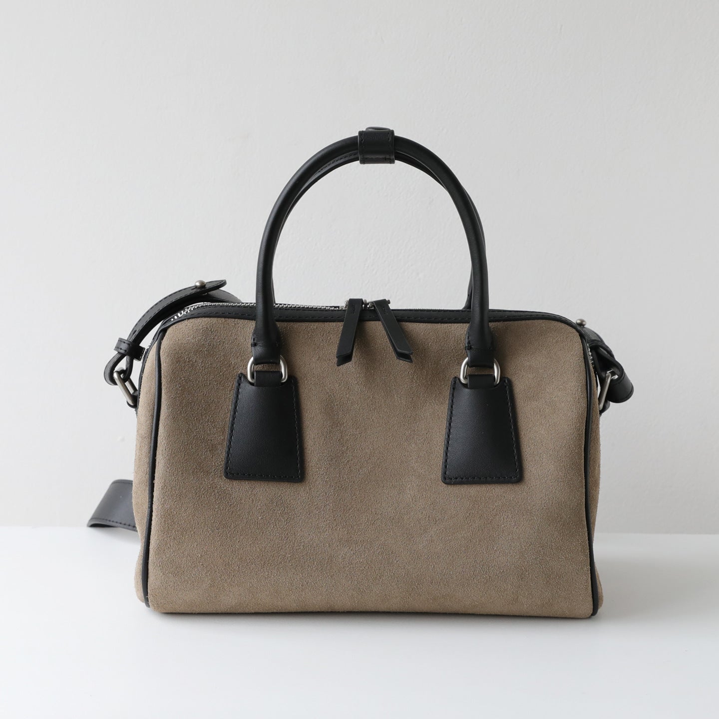 Vintage Suede Boston Bag for Women | Maillard-Tone Pillow Handbag with Detachable Strap | Niche Handcrafted Commuter Crossbody Bag