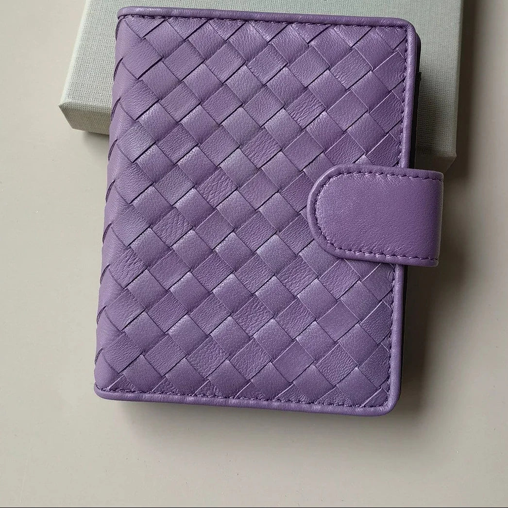 Small Lambskin Leather Interwoven Wallet, Women Woven Leather Cards Holder, Handcrafted Trifold Wallet, Designer Wallet, Women Purse