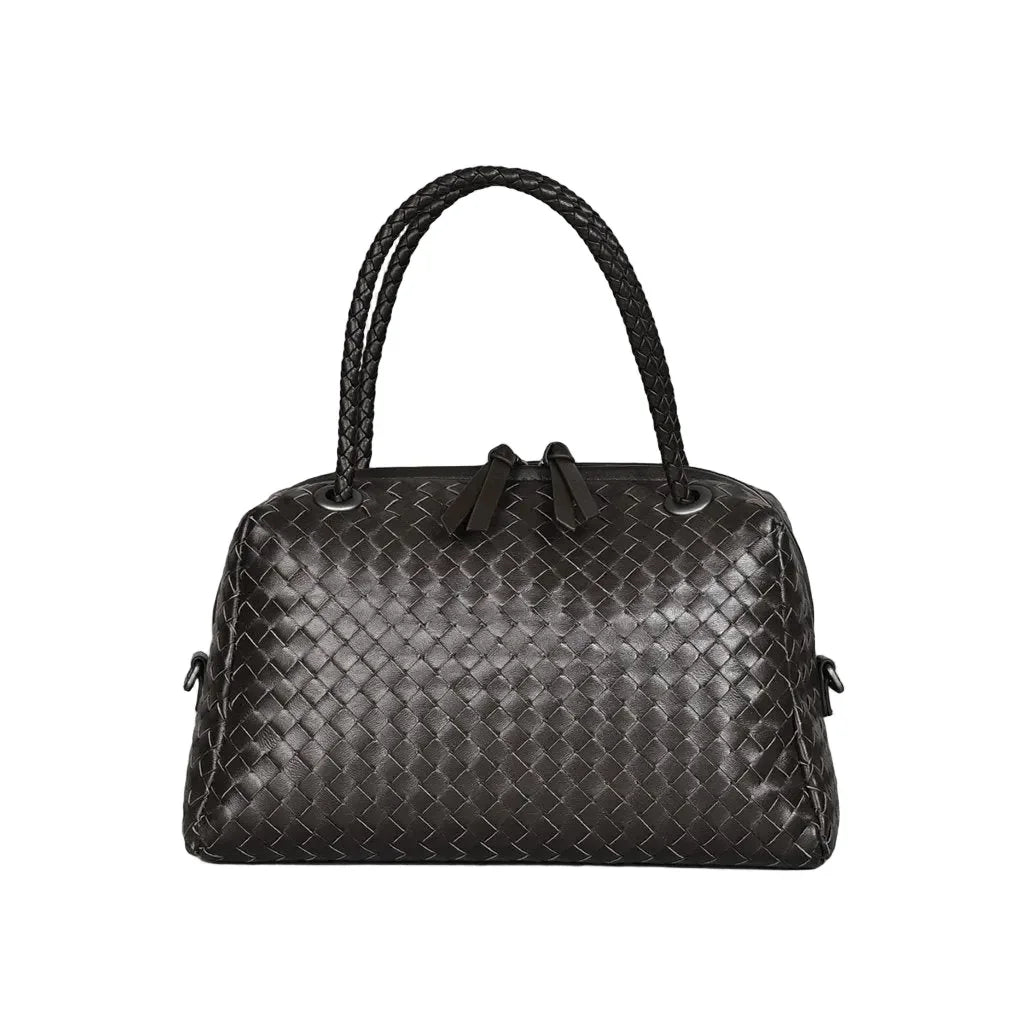 Luxury Women's Lambskin Woven Boston Crossbody Bag | Handcrafted Versatile Shoulder Bag