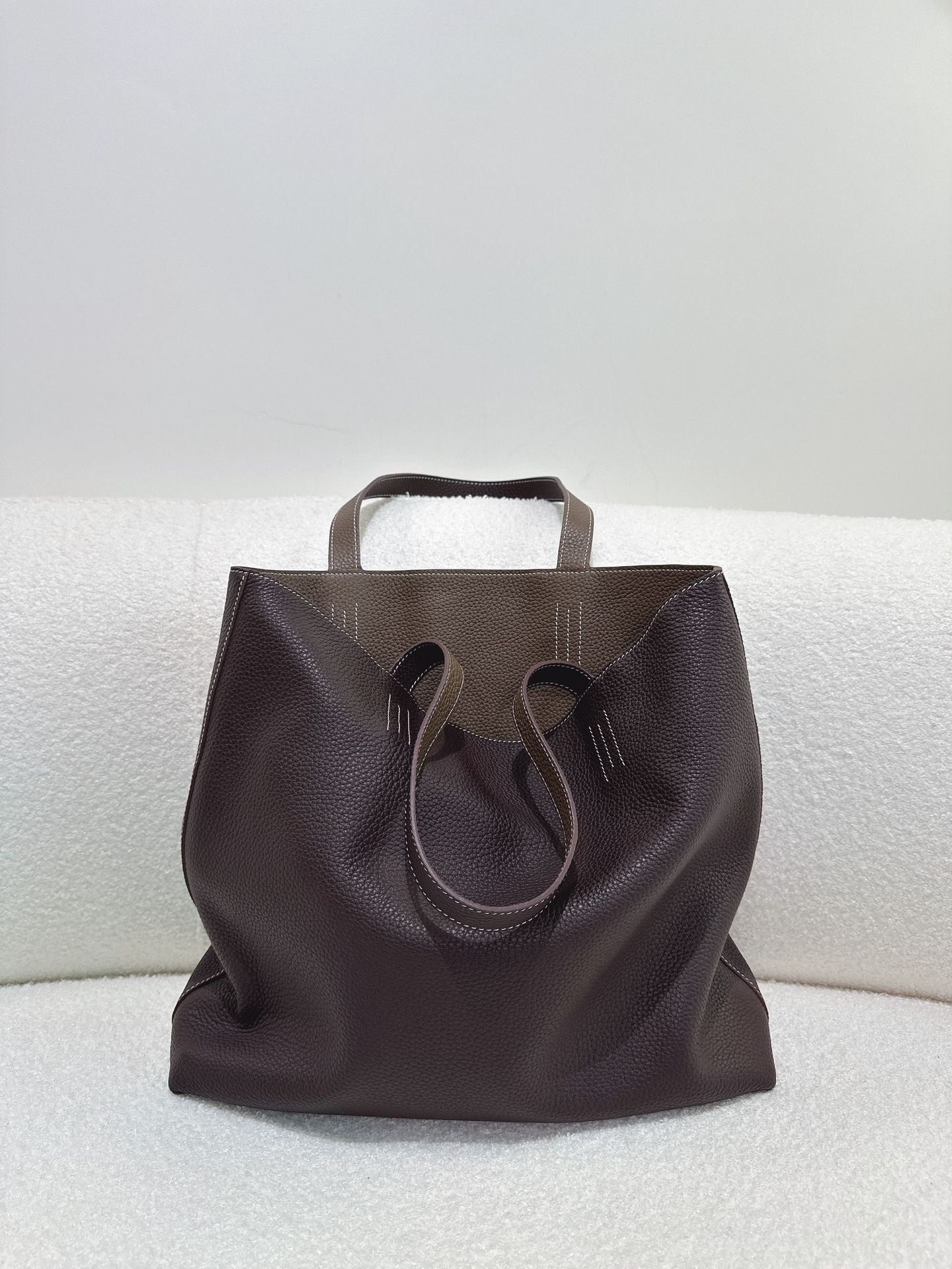 Reversible Full Grain Togo Leather Tote Bag | Two-Tone Everyday Carry Bag