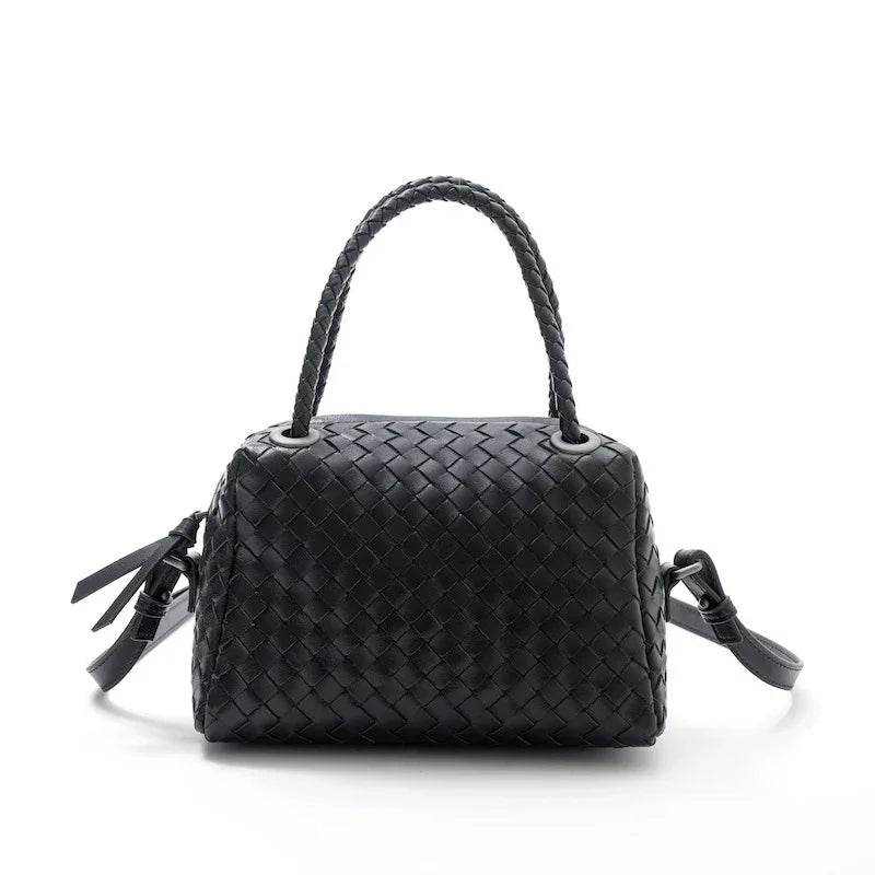 Luxury Women's Lambskin Woven Boston Crossbody Bag | Handcrafted Versatile Shoulder Bag - Image 10
