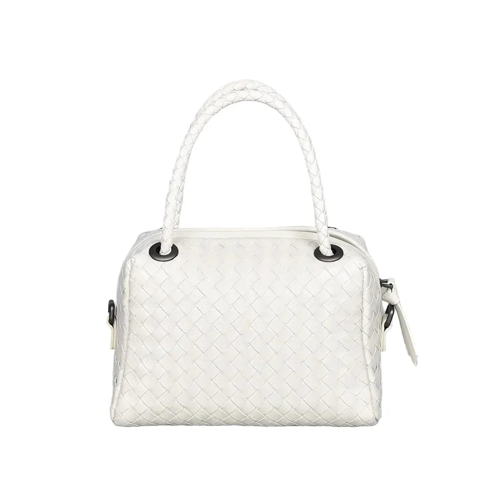 Luxury Women's Lambskin Woven Boston Crossbody Bag | Handcrafted Versatile Shoulder Bag