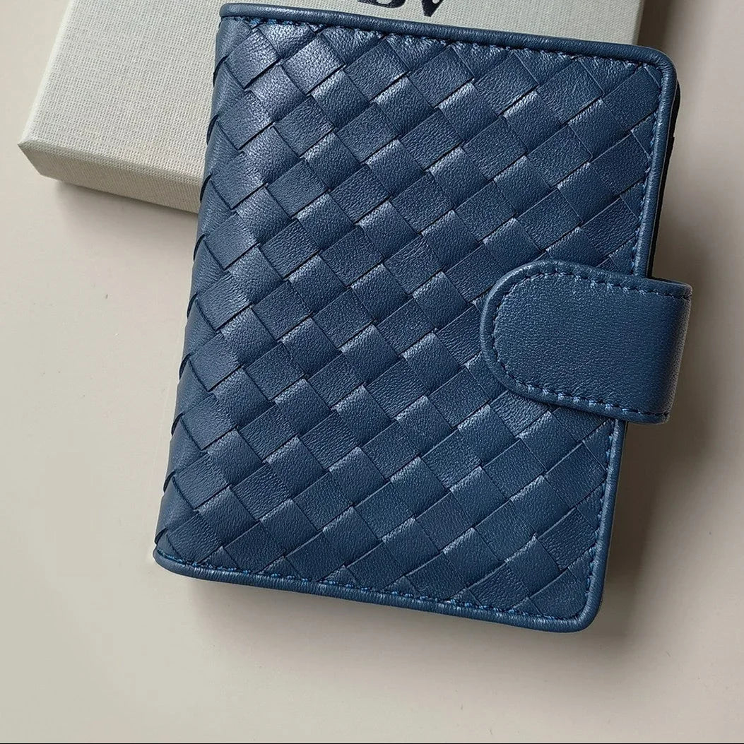 Small Lambskin Leather Interwoven Wallet, Women Woven Leather Cards Holder, Handcrafted Trifold Wallet, Designer Wallet, Women Purse