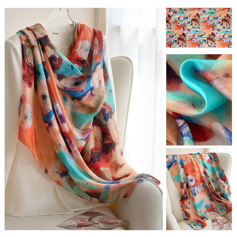 Mulberry Silk Long Scarf | Women's Lightweight Versatile Shawl, Gift for Mum