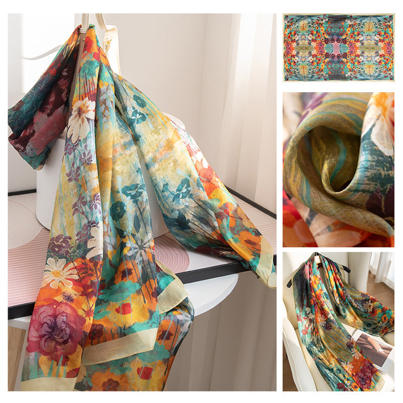 Mulberry Silk Long Scarf | Women's Lightweight Versatile Shawl, Gift for Mum