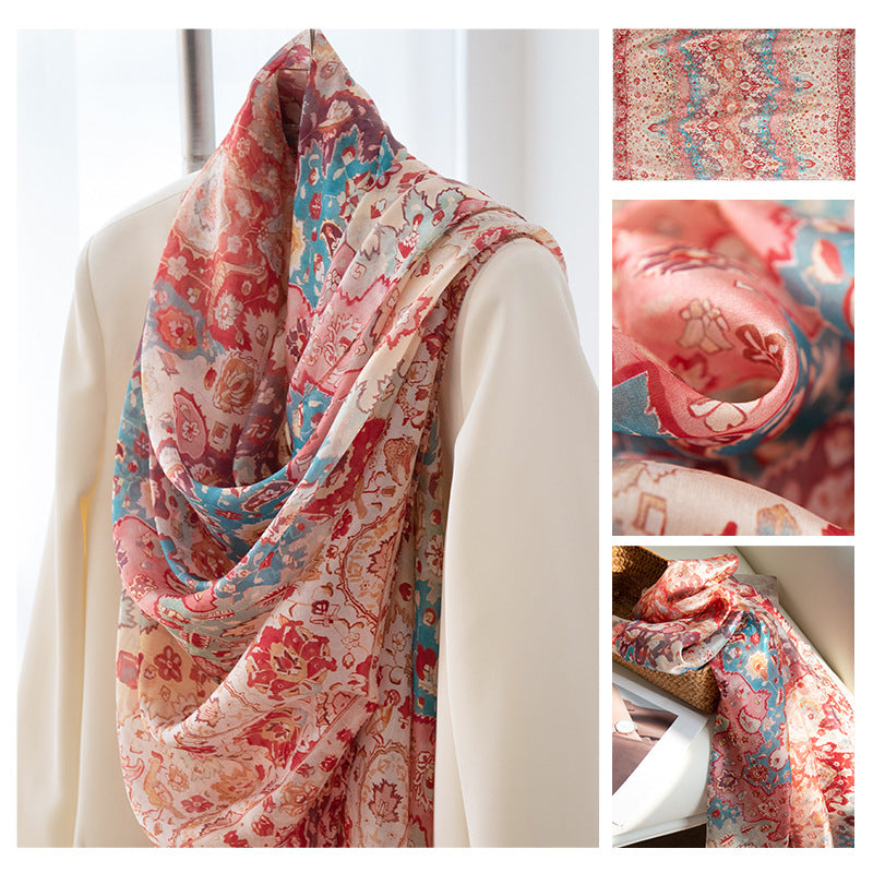 Mulberry Silk Long Scarf | Women's Lightweight Versatile Shawl, Gift for Mum