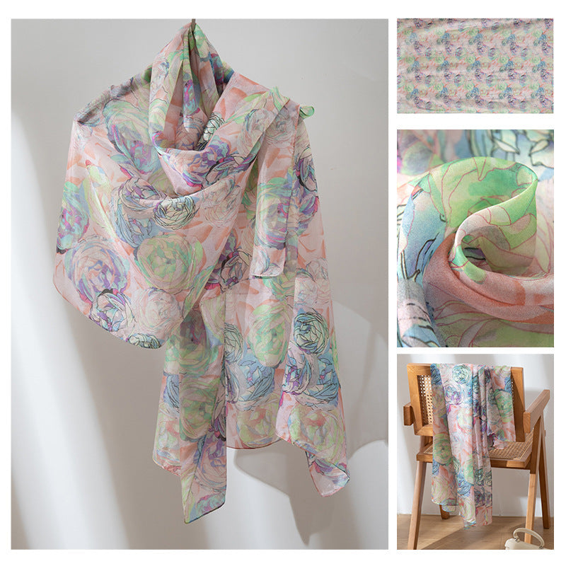Mulberry Silk Long Scarf | Women's Lightweight Versatile Shawl, Gift for Mum