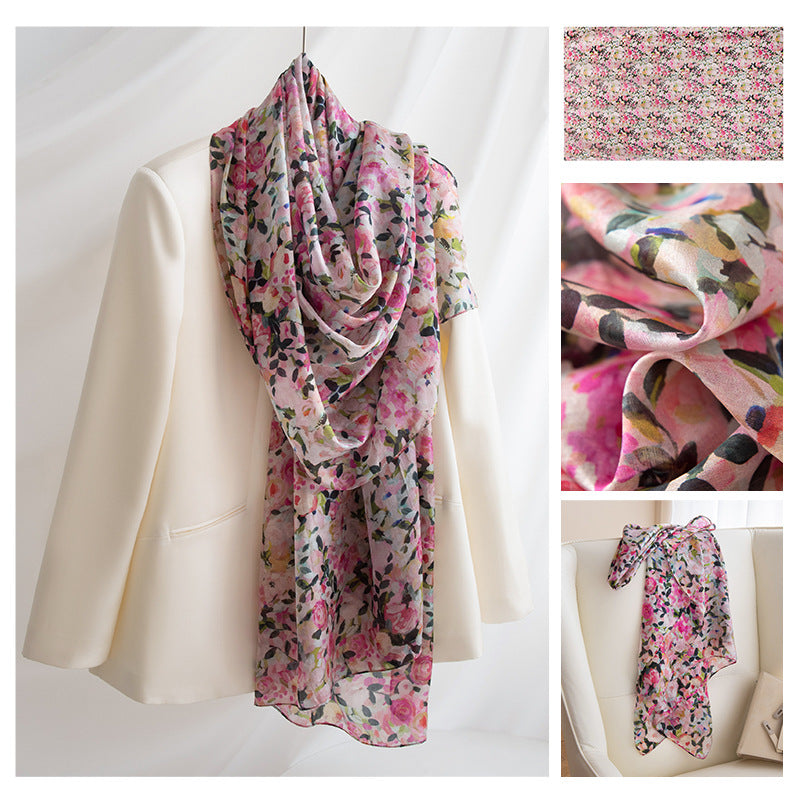 Mulberry Silk Long Scarf | Women's Lightweight Versatile Shawl, Gift for Mum