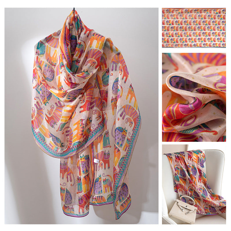 Mulberry Silk Long Scarf | Women's Lightweight Versatile Shawl, Gift for Mum