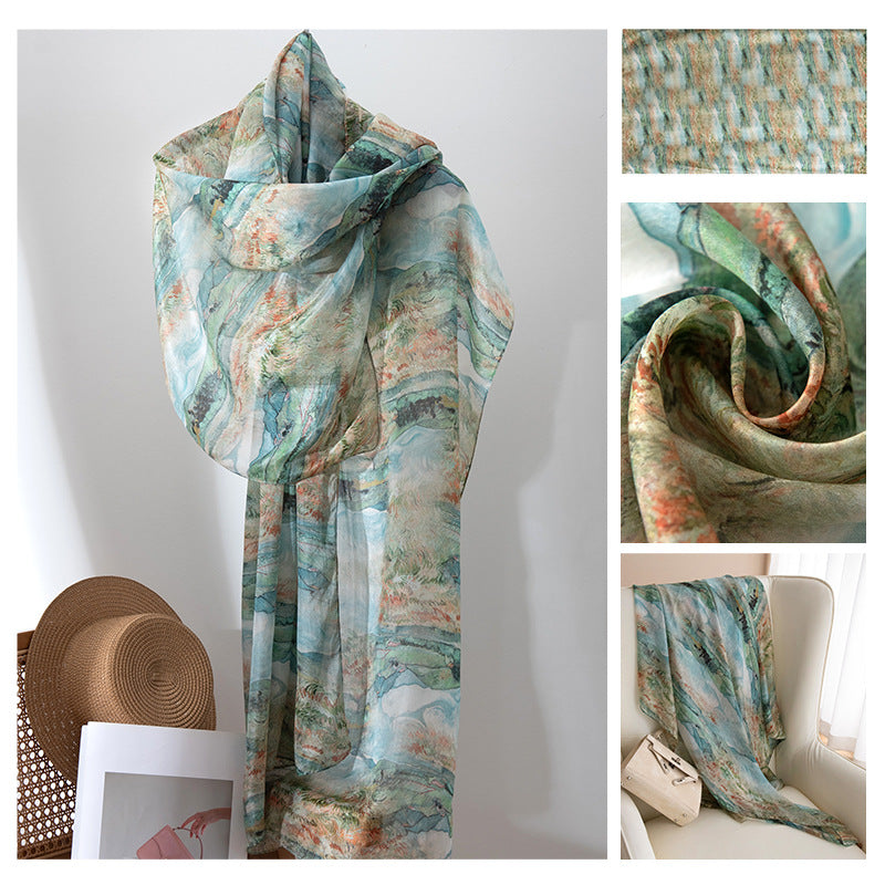 Mulberry Silk Long Scarf | Women's Lightweight Versatile Shawl, Gift for Mum