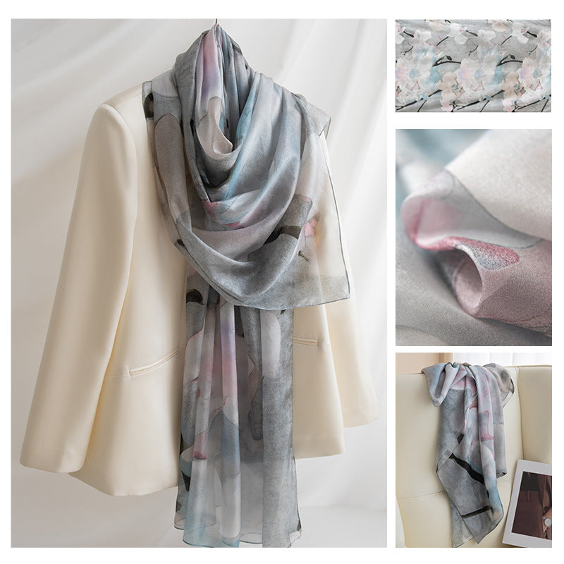 Mulberry Silk Long Scarf | Women's Lightweight Versatile Shawl, Gift for Mum