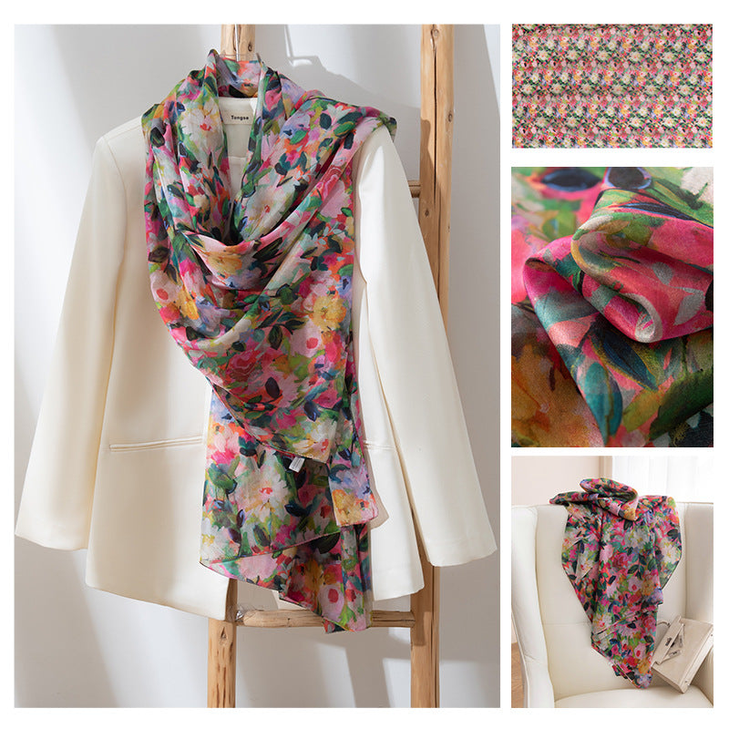 Mulberry Silk Long Scarf | Women's Lightweight Versatile Shawl, Gift for Mum
