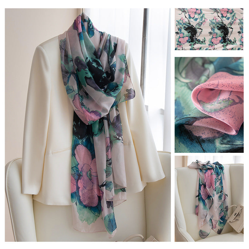 Mulberry Silk Long Scarf | Women's Lightweight Versatile Shawl, Gift for Mum