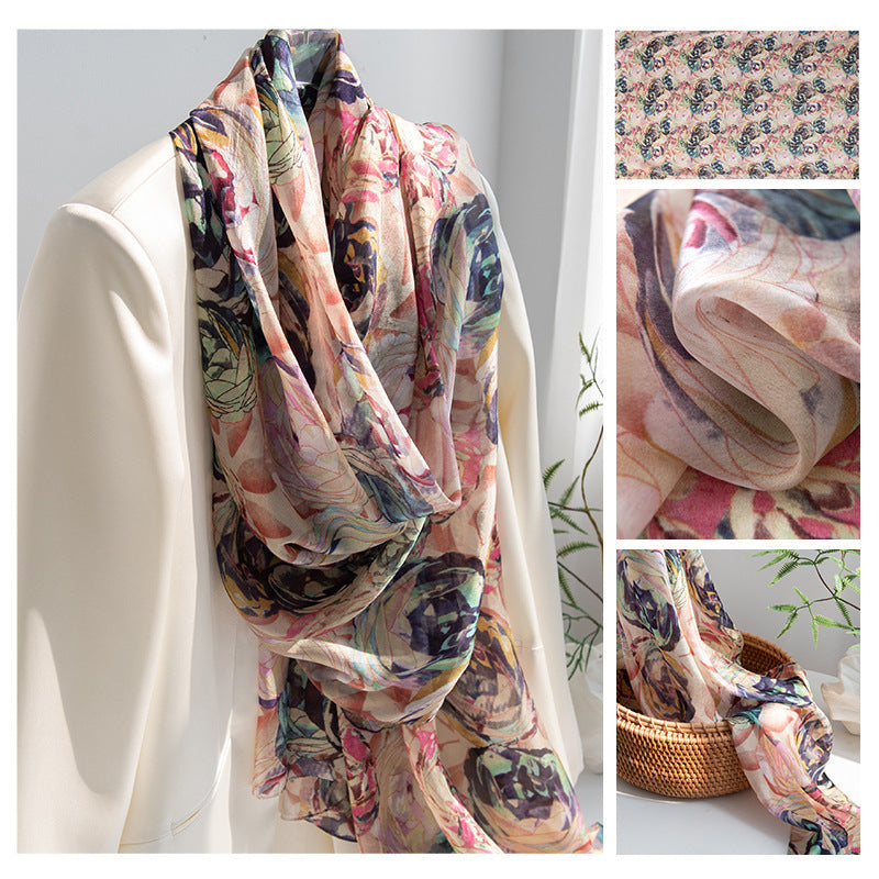 Mulberry Silk Long Scarf | Women's Lightweight Versatile Shawl, Gift for Mum