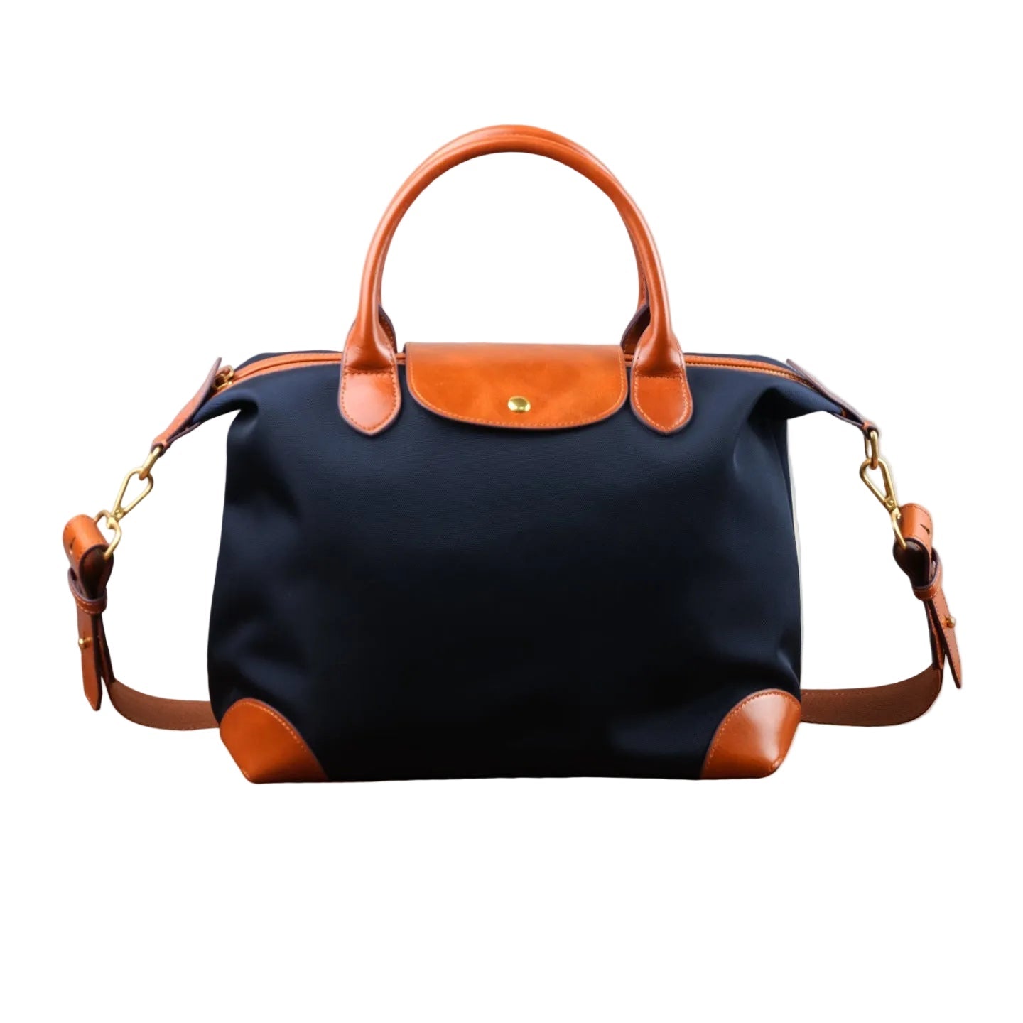 Recycled Nylon & Cowhide Leather Work Tote Bag – Handmade, 3 Sizes | Personalised Initials, Laptop Bag, Waterproof, Anti-Slip Strap