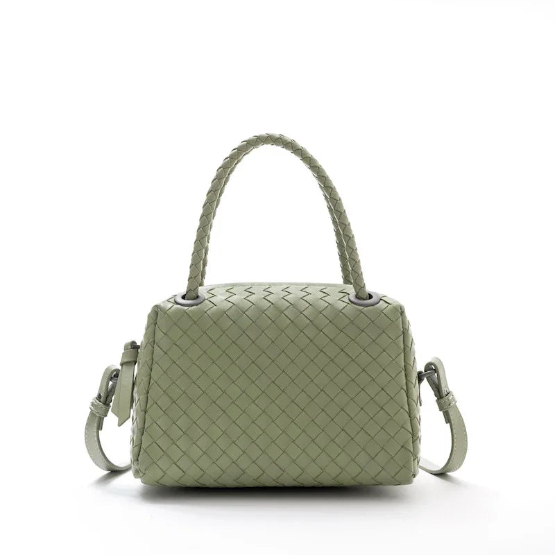 Luxury Women's Lambskin Woven Boston Crossbody Bag | Handcrafted Versatile Shoulder Bag