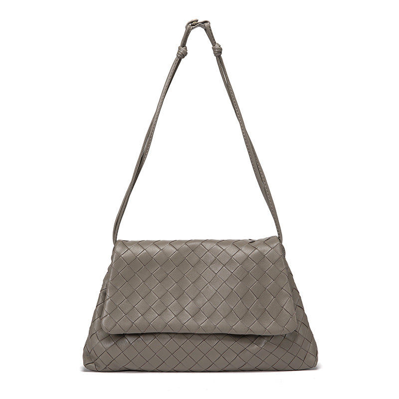 Luxury Handwoven Lambskin Crossbody Bag, Soft Leather Hobo Bag, Designer Craftsmanship Woven Flap Tote for Women