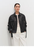 Sheepskin Leather Shirt Jacket for Women | Belted Cropped Moto Coat | Handcrafted Genuine Leather Overshirt