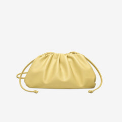 Silky Lambskin Leather Women's Cloud Bag With Pleated Design, Crossbody Clutch Party Bag