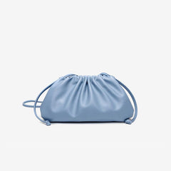 Silky Lambskin Leather Women's Cloud Bag With Pleated Design, Crossbody Clutch Party Bag