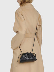 Silky Lambskin Leather Women's Cloud Bag With Pleated Design, Crossbody Clutch Party Bag