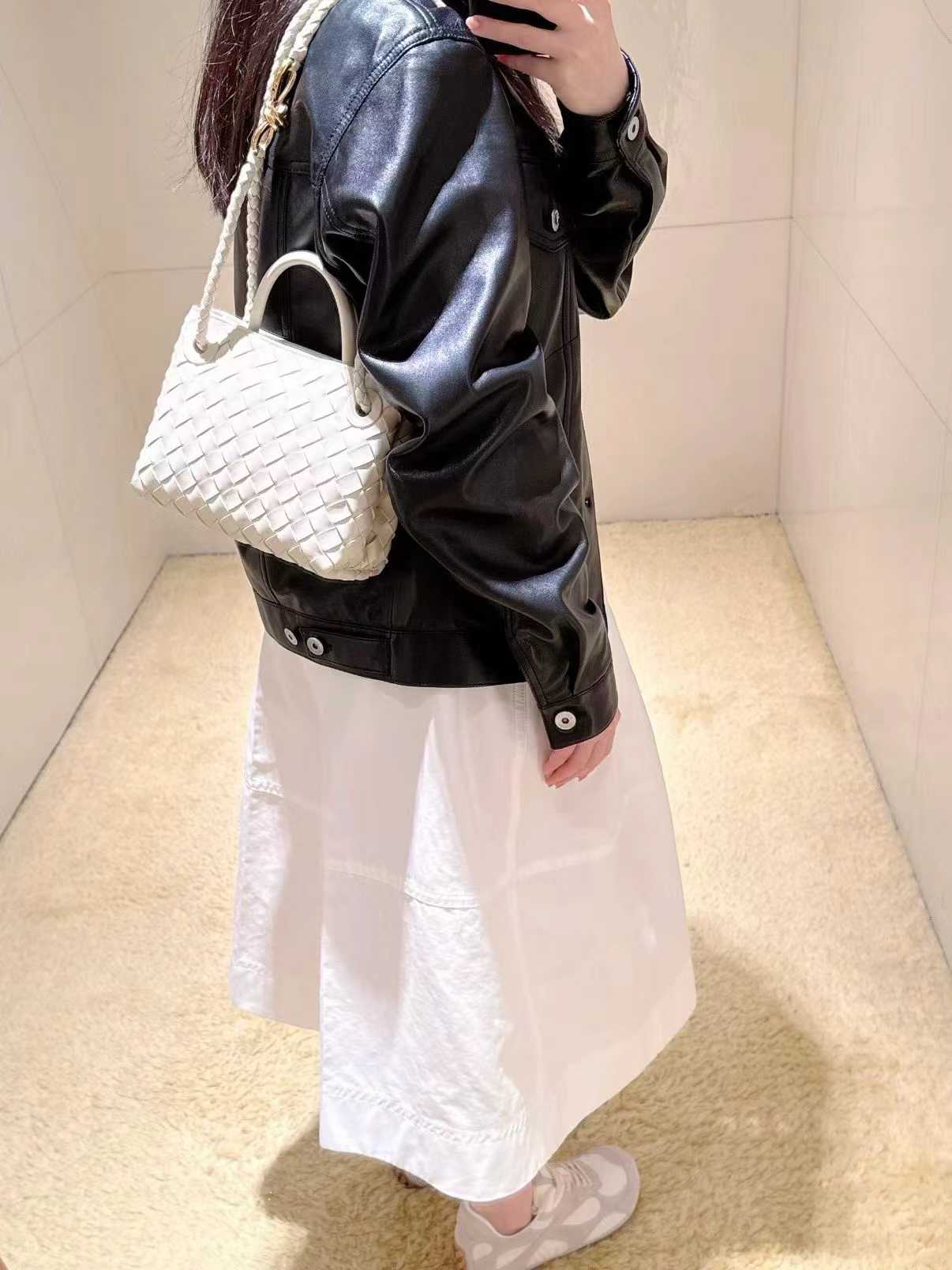 Small Lambskin Leather Knotted Intrecciato Shoulder Bag | Woven Handbag With Metal Buckle, Daily Fashion Designer Bag, Woven Shoulder Purse