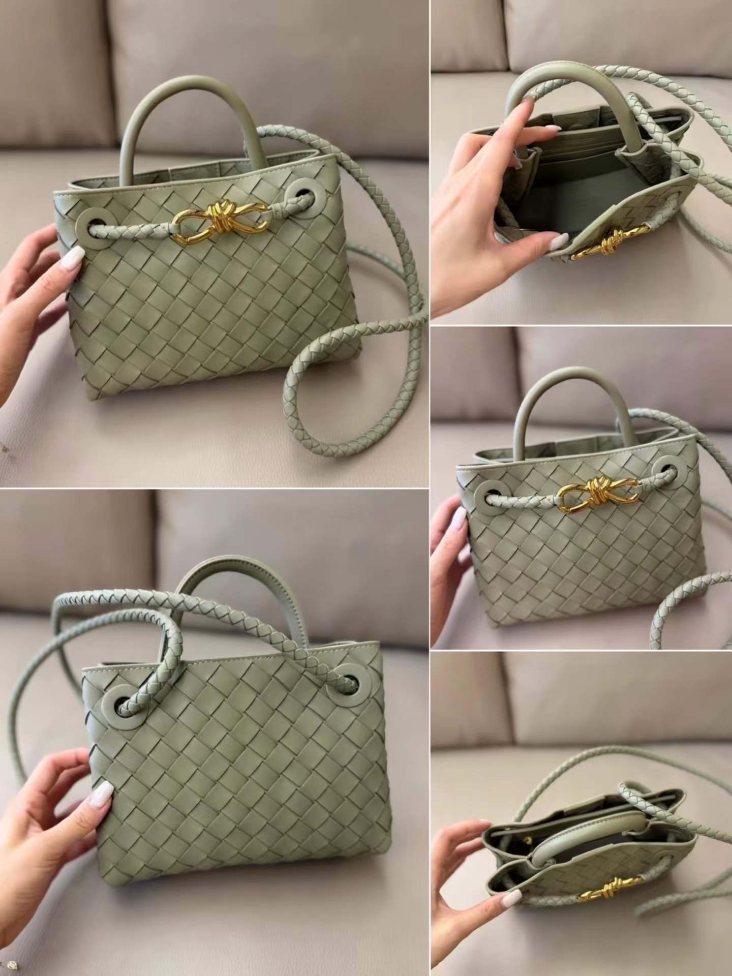 Small Lambskin Leather Knotted Intrecciato Shoulder Bag | Woven Handbag With Metal Buckle, Daily Fashion Designer Bag, Woven Shoulder Purse