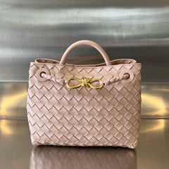 Small Lambskin Leather Knotted Intrecciato Shoulder Bag | Woven Handbag With Metal Buckle, Daily Fashion Designer Bag, Woven Shoulder Purse