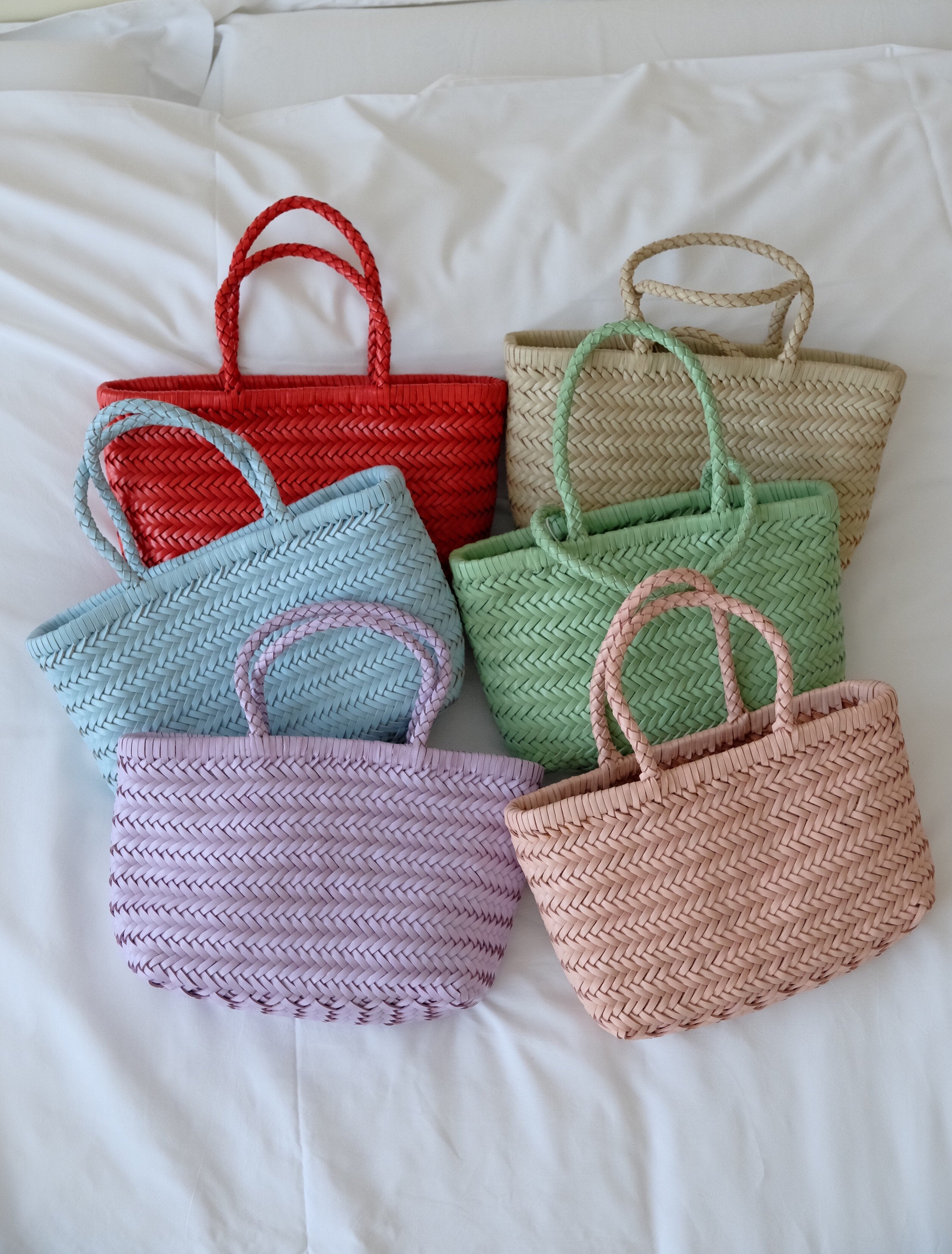 Small Woven Leather Basket Bag for Women | Handmade Cowhide Tote with Crossbody Strap