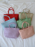 Small Woven Leather Basket Bag for Women | Handmade Cowhide Tote with Crossbody Strap