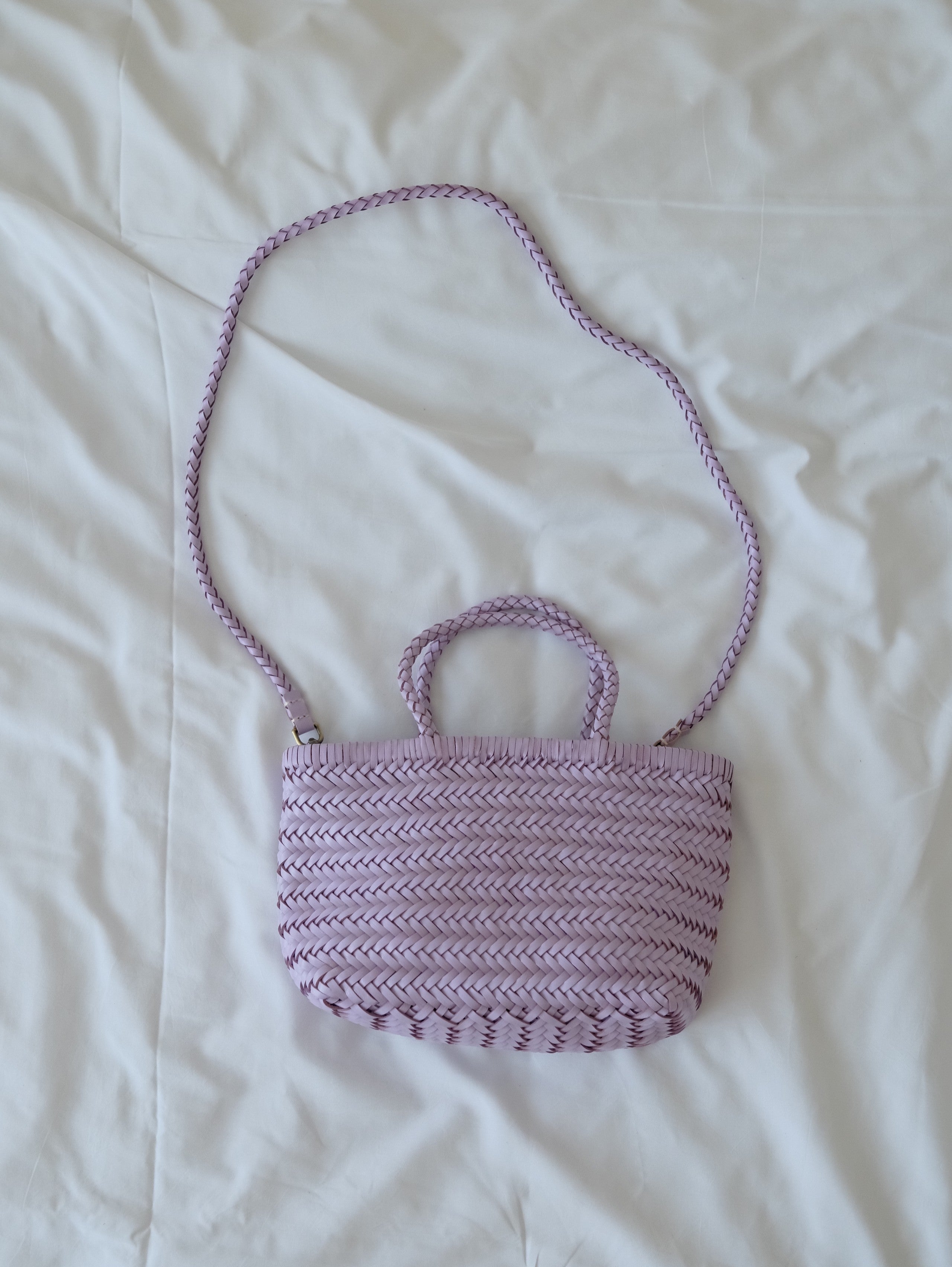 Small Woven Leather Basket Bag for Women | Handmade Cowhide Tote with Crossbody Strap
