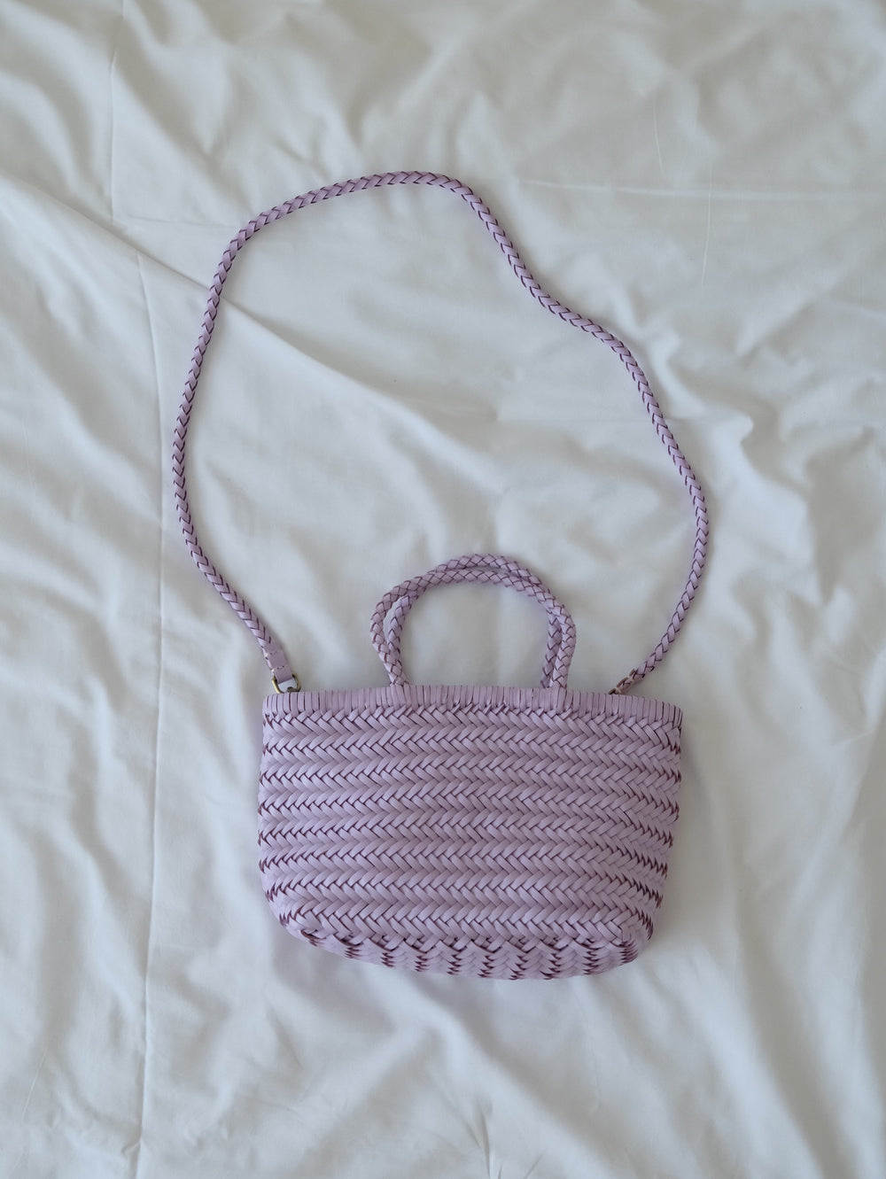 Small Woven Leather Basket Bag for Women | Handmade Cowhide Tote with Crossbody Strap