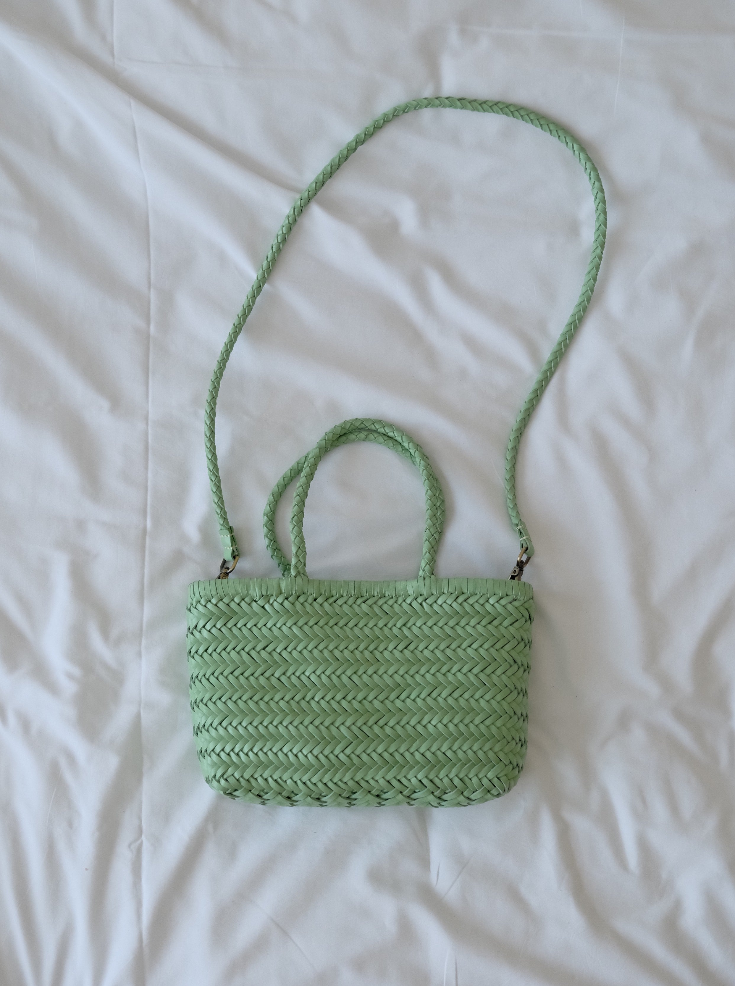 Small Woven Leather Basket Bag for Women | Handmade Cowhide Tote with Crossbody Strap