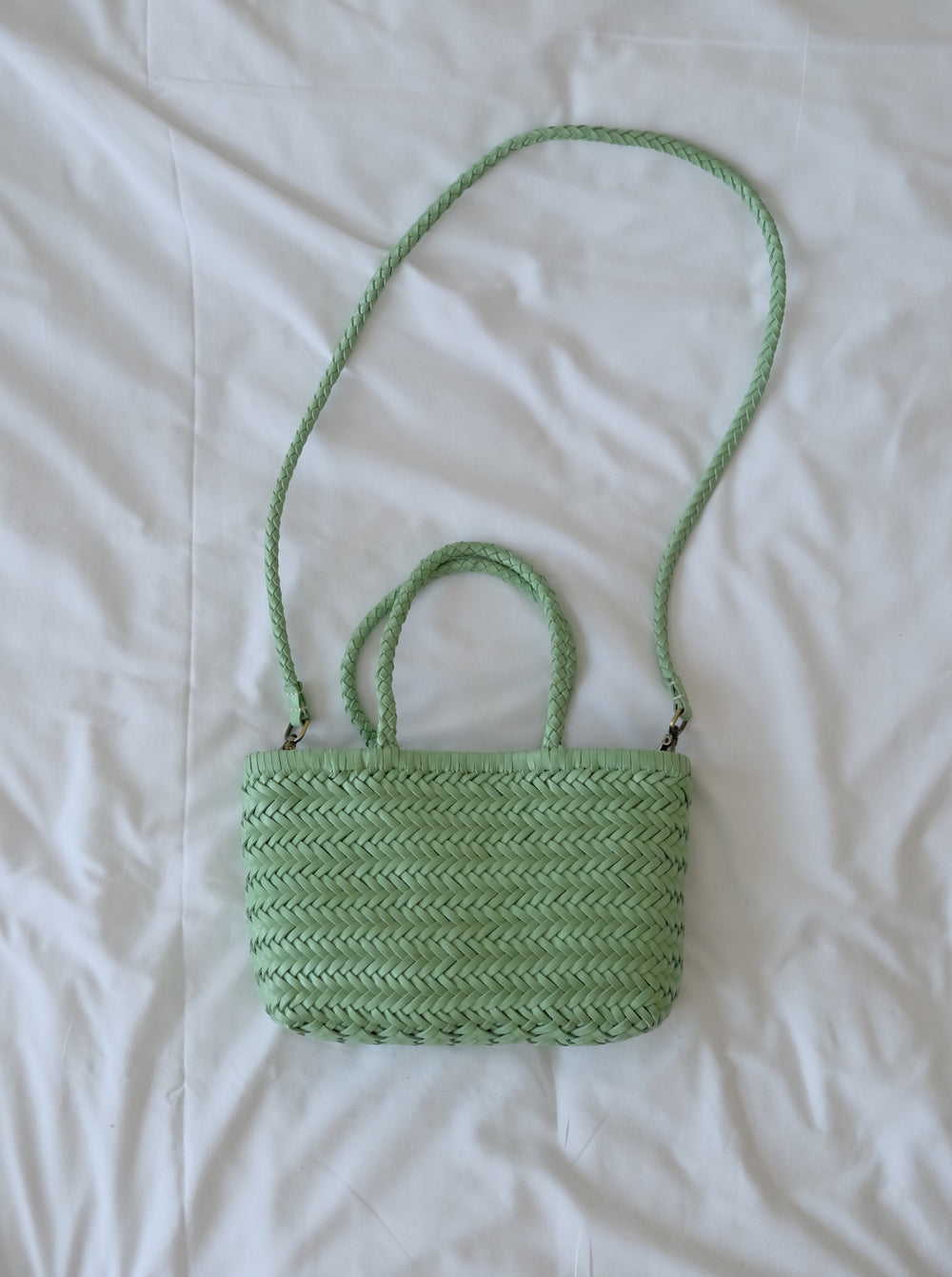 Small Woven Leather Basket Bag for Women | Handmade Cowhide Tote with Crossbody Strap