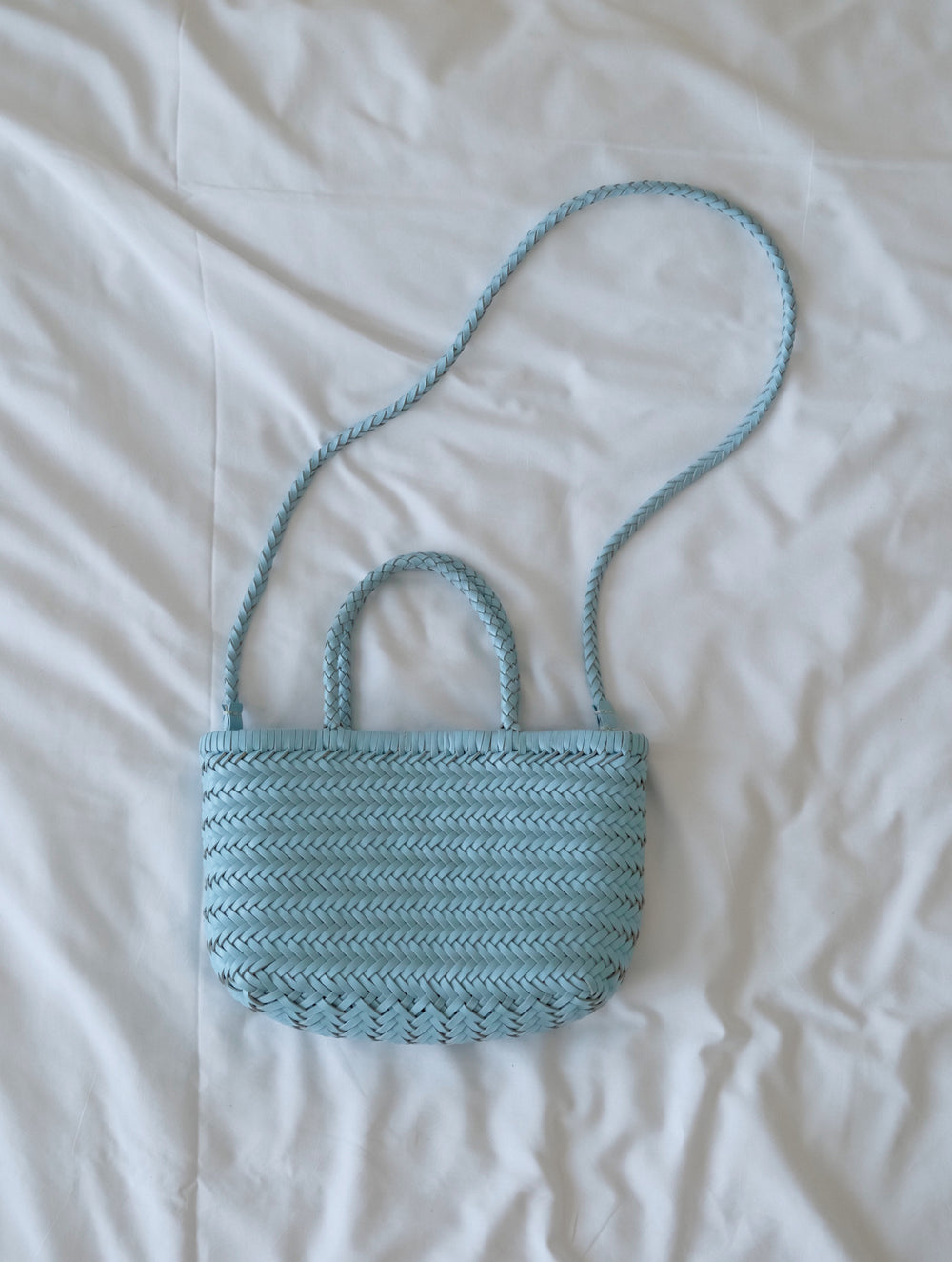 Small Woven Leather Basket Bag for Women | Handmade Cowhide Tote with Crossbody Strap